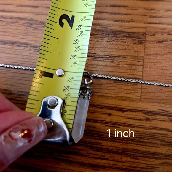 VINTAGE Smoky Quartz Point Pendant With Silver Accent And Chain VINTAGE INSPIRED - Picture 5 of 8